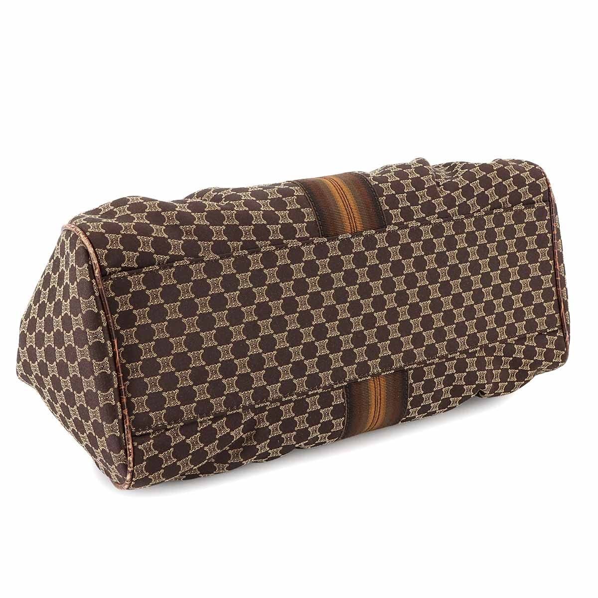 Luxury Promise Japan CELINE Macadam Hand Bag Canvas Leather Dark Brown Vintage Purse 90291694