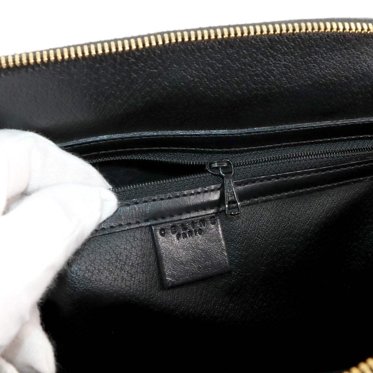 Luxury Promise Japan CELINE Macadam Hand Bag Leather PVC Black Brown Vintage Purse 90282211