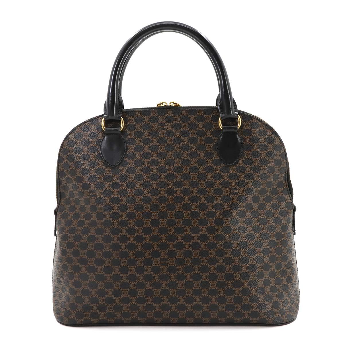 Luxury Promise Japan CELINE Macadam Hand Bag Leather PVC Black Brown Vintage Purse 90282211