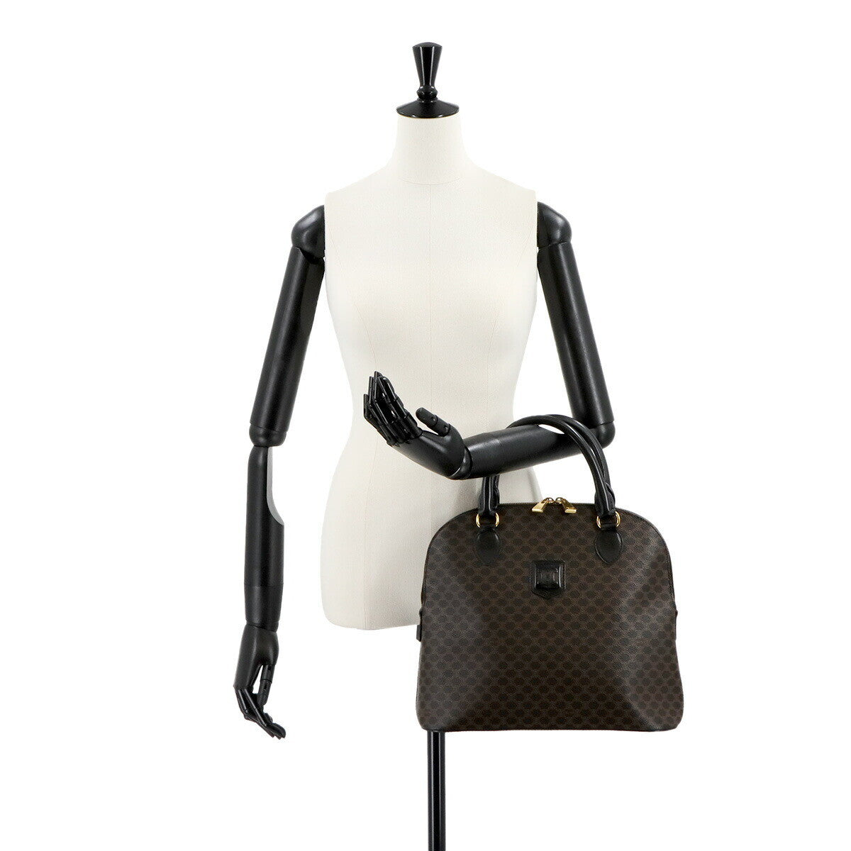 Luxury Promise Japan CELINE Macadam Hand Bag Leather PVC Black Brown Vintage Purse 90282211