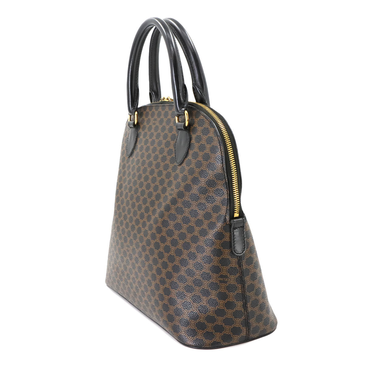 Luxury Promise Japan CELINE Macadam Hand Bag Leather PVC Black Brown Vintage Purse 90282211