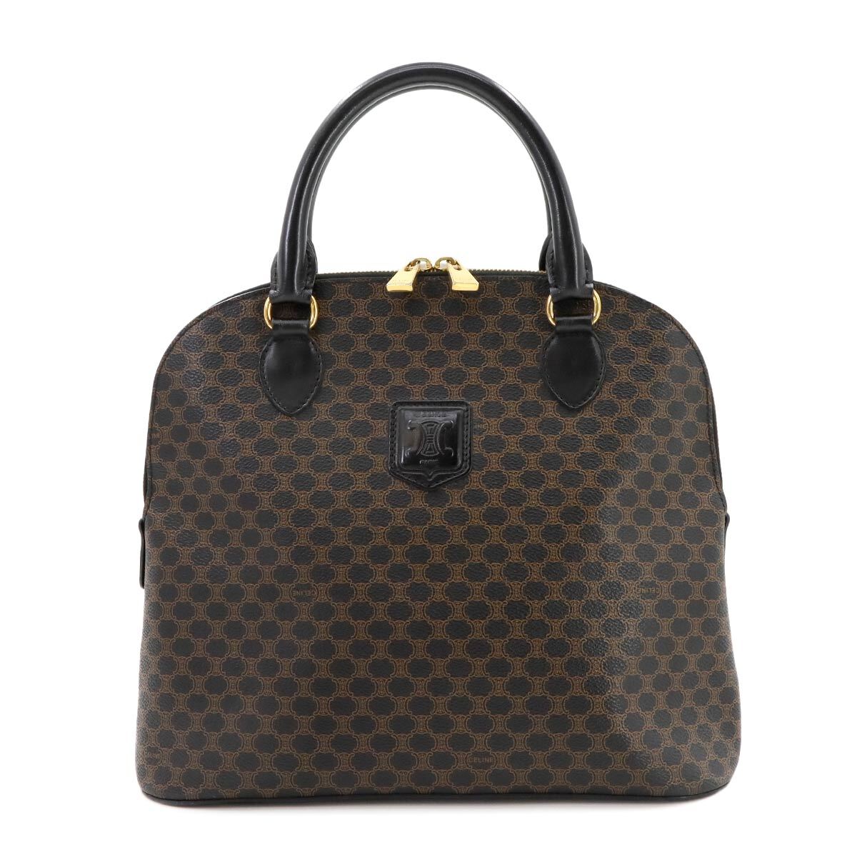 Luxury Promise Japan CELINE Macadam Hand Bag Leather PVC Black Brown Vintage Purse 90282211