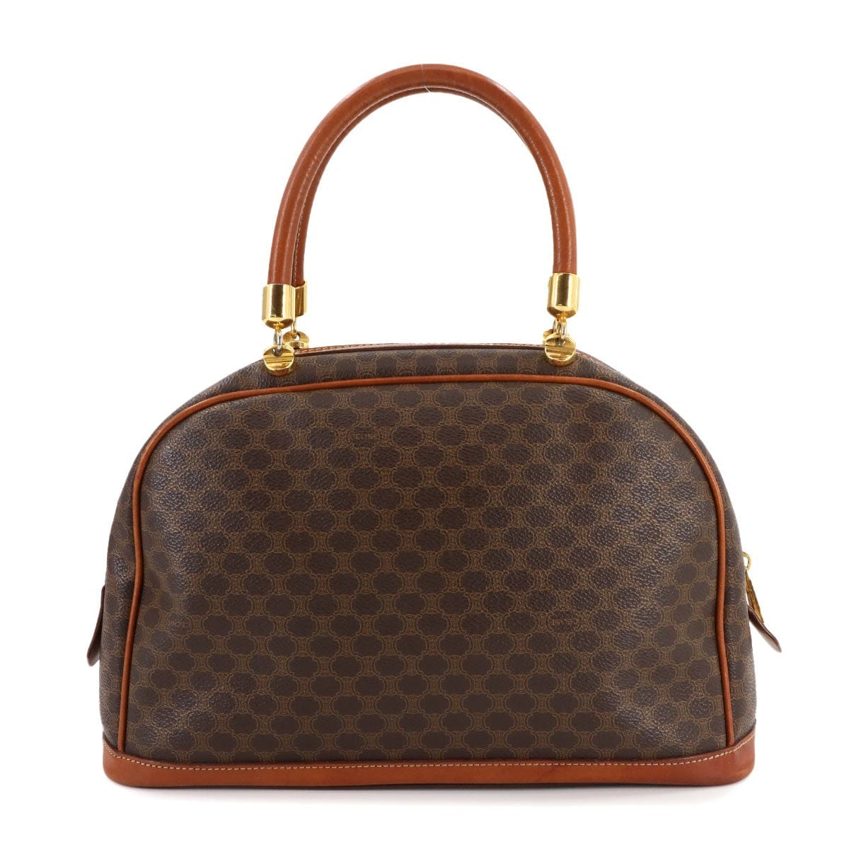 Luxury Promise Japan CELINE Macadam Hand Bag PVC Leather Brown Vintage 90289272