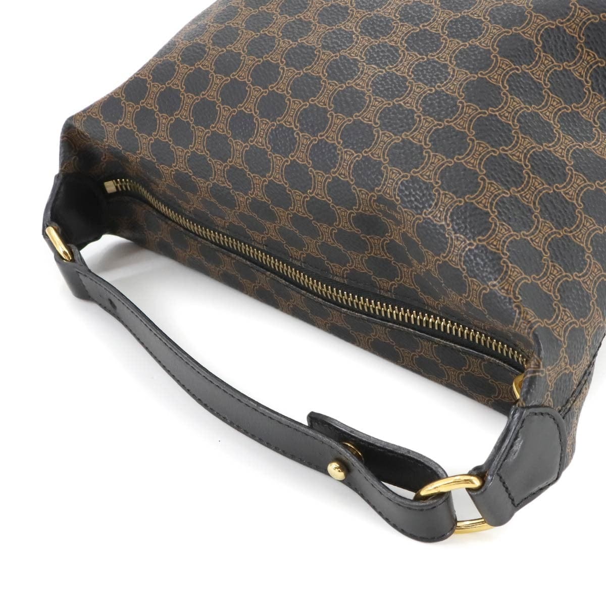 Luxury Promise Japan CELINE Macadam Hand Vanity Bag PVC Leather Black Brown Purse Vintage 90276025