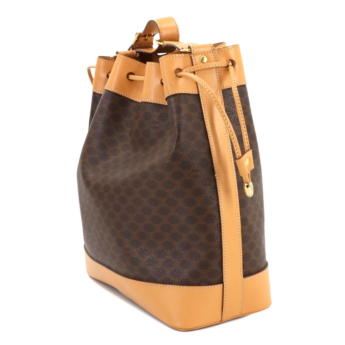Luxury Promise Japan CELINE Macadam Shoulder Bag Leather PVC Brown Vintage Purse 90282222