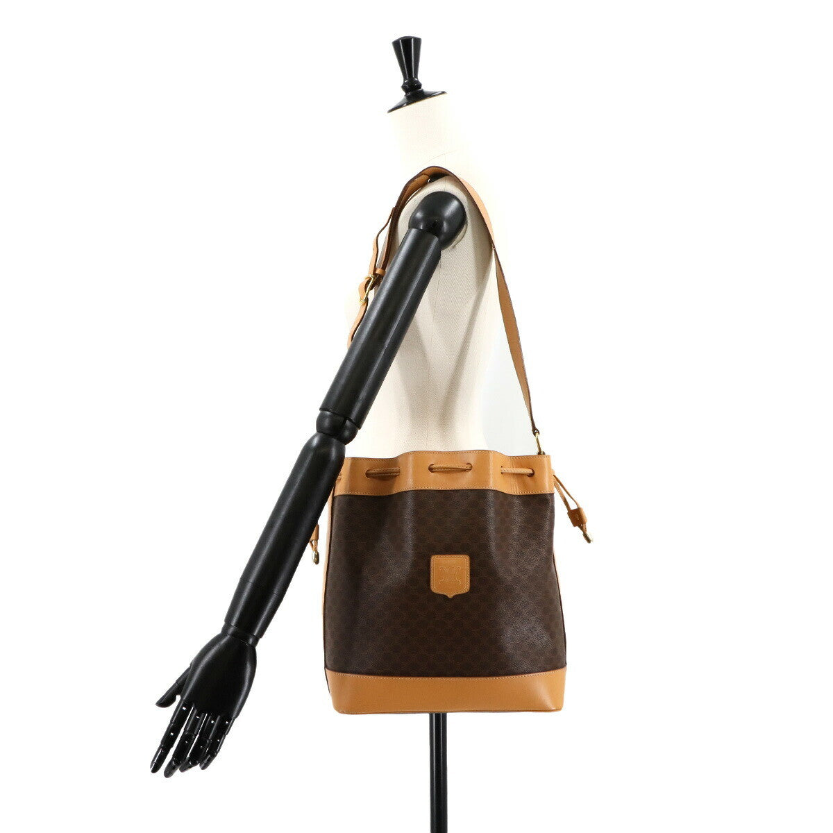 Luxury Promise Japan CELINE Macadam Shoulder Bag Leather PVC Brown Vintage Purse 90282222