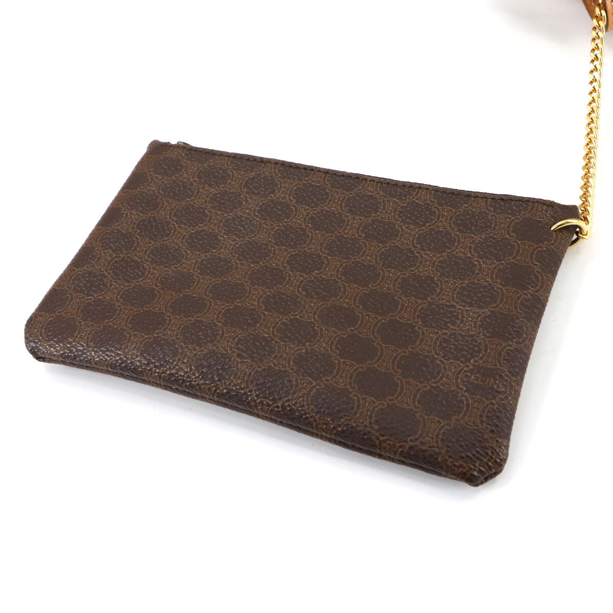 Luxury Promise Japan CELINE Macadam Shoulder Bag Leather PVC Brown Vintage Purse 90282222
