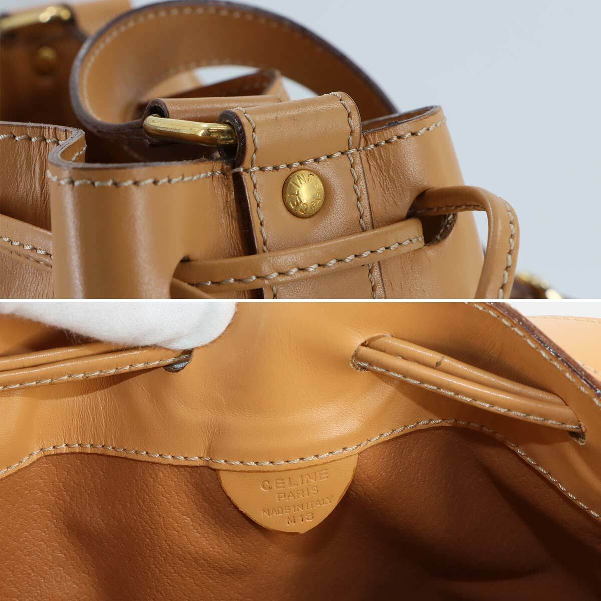 Luxury Promise Japan CELINE Macadam Shoulder Bag Leather PVC Brown Vintage Purse 90282222