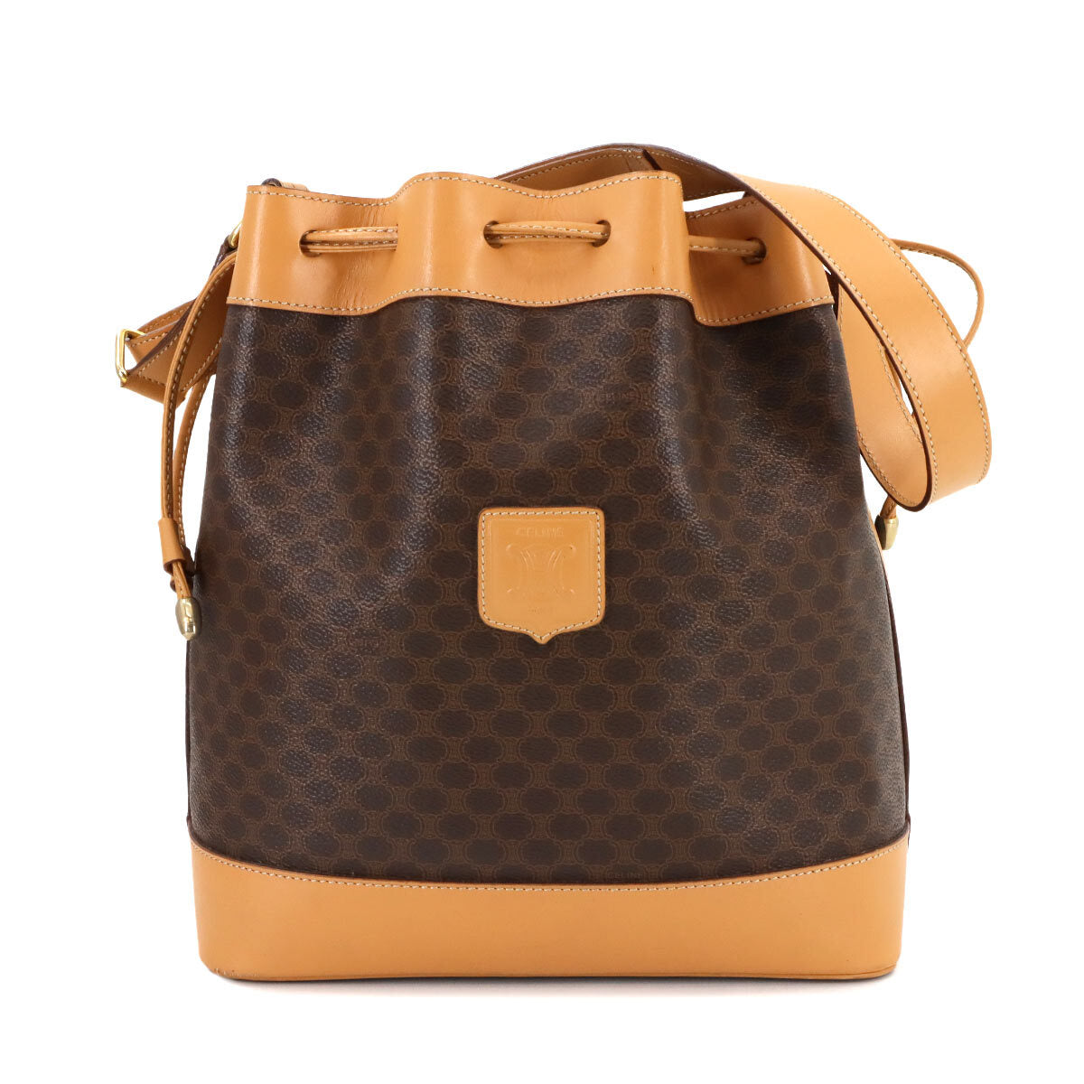 Luxury Promise Japan CELINE Macadam Shoulder Bag Leather PVC Brown Vintage Purse 90282222