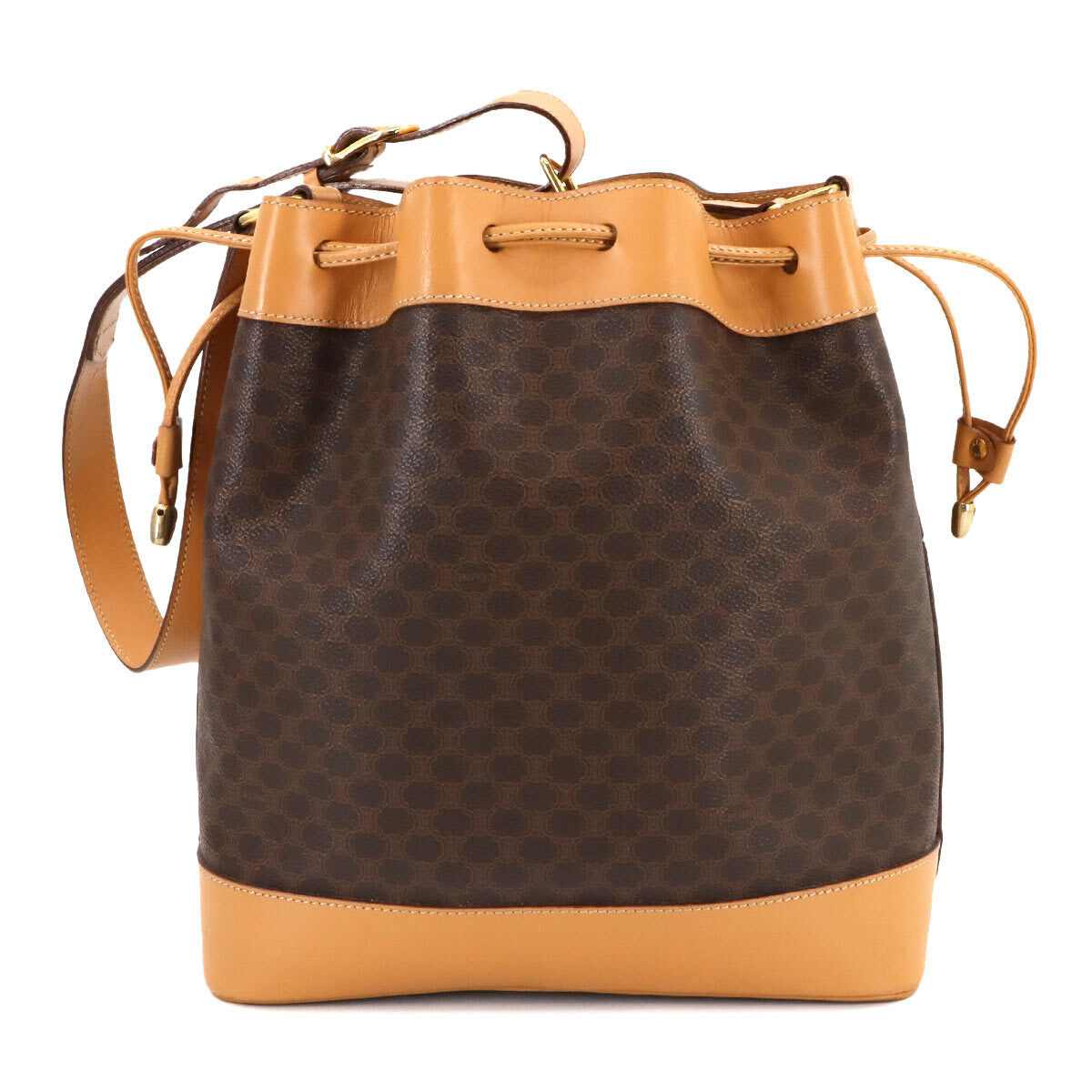 Luxury Promise Japan CELINE Macadam Shoulder Bag Leather PVC Brown Vintage Purse 90282222