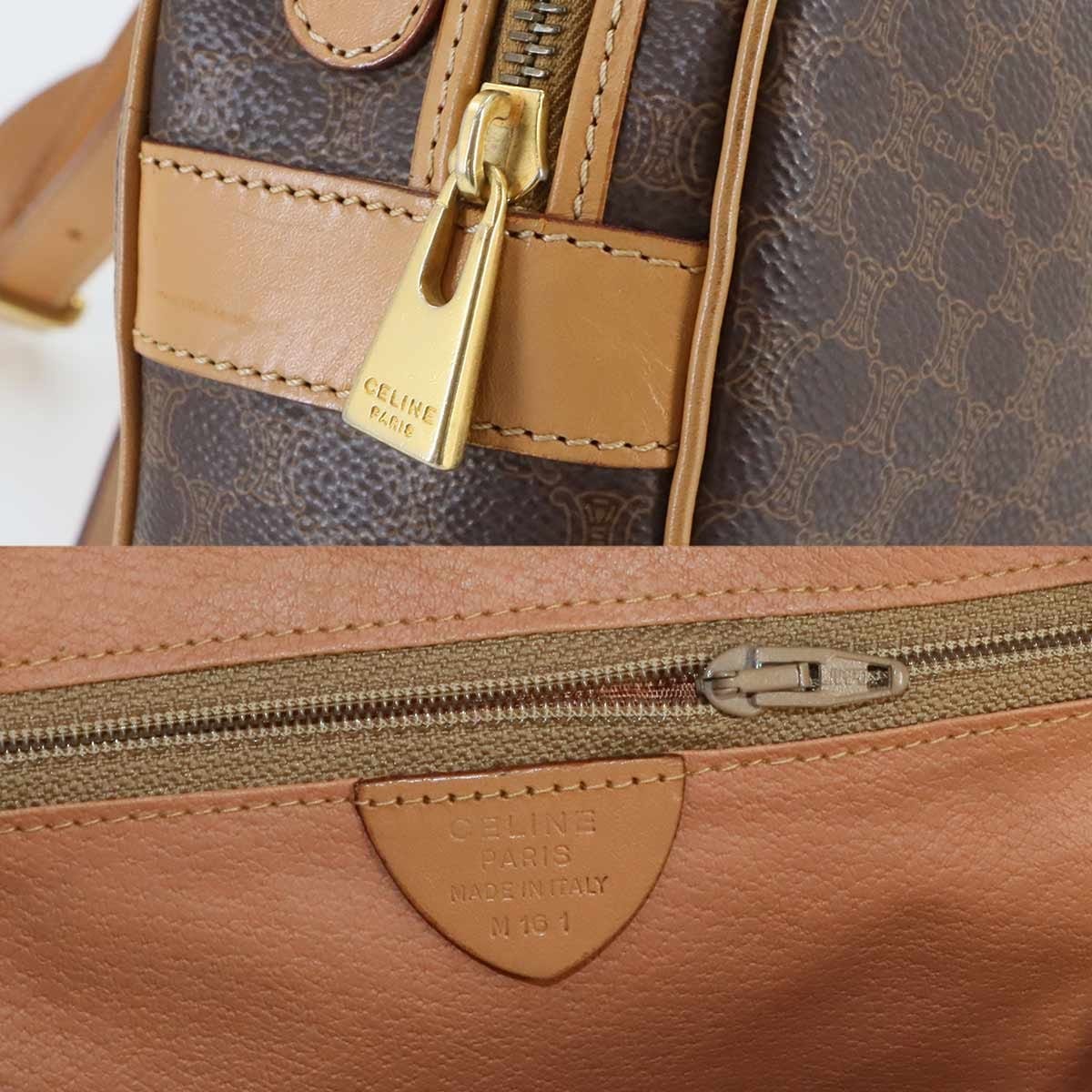 Luxury Promise Japan CELINE Macadam Shoulder Bag Leather PVC Brown Vintage Purse 90289484