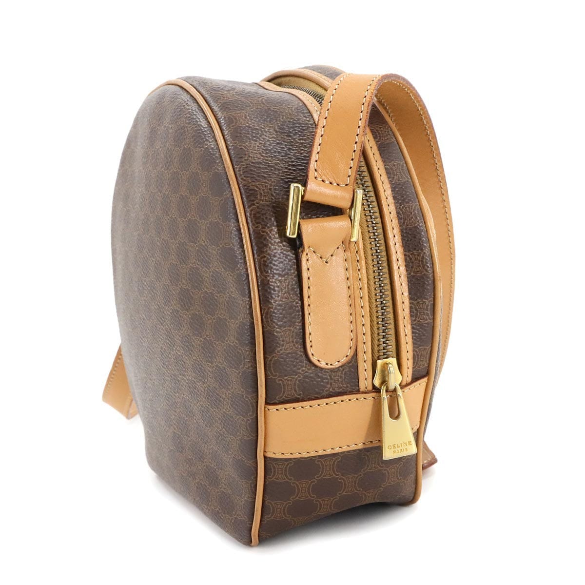 Luxury Promise Japan CELINE Macadam Shoulder Bag Leather PVC Brown Vintage Purse 90289484