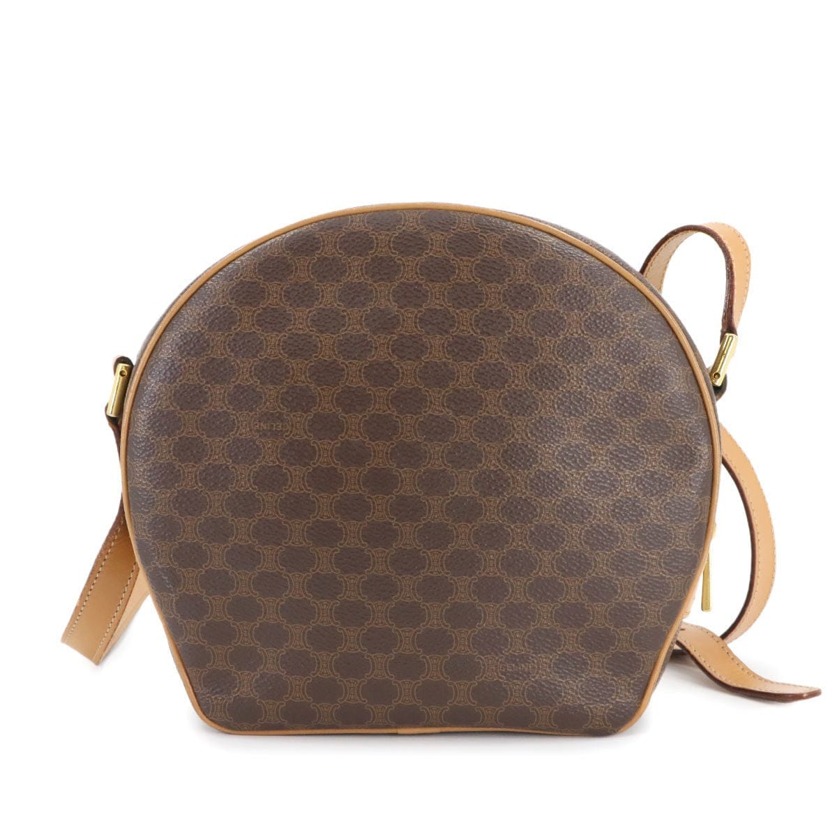 Luxury Promise Japan CELINE Macadam Shoulder Bag Leather PVC Brown Vintage Purse 90289484