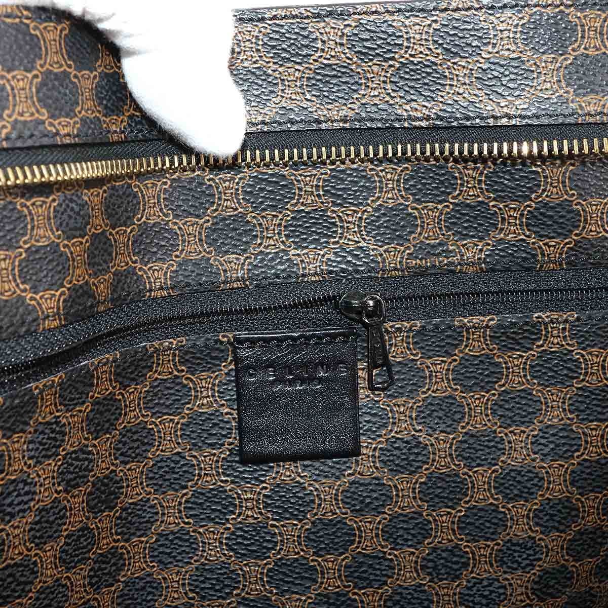 Luxury Promise Japan CELINE Macadam Tote Bag PVC Leather Black Brown Vintage Purse 90289198