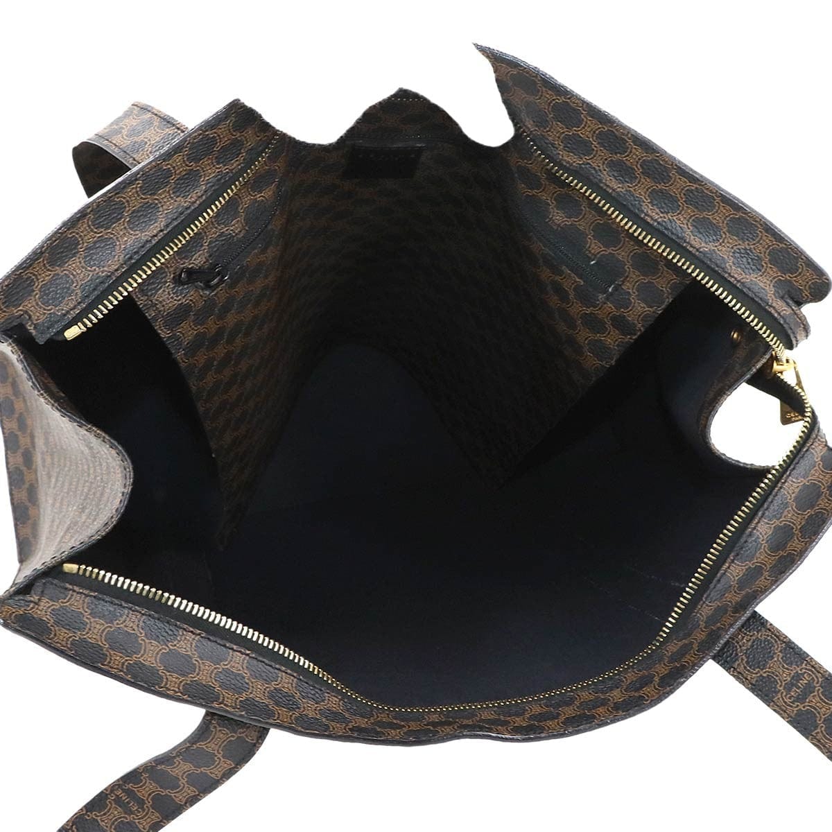 Luxury Promise Japan CELINE Macadam Tote Bag PVC Leather Black Brown Vintage Purse 90289198