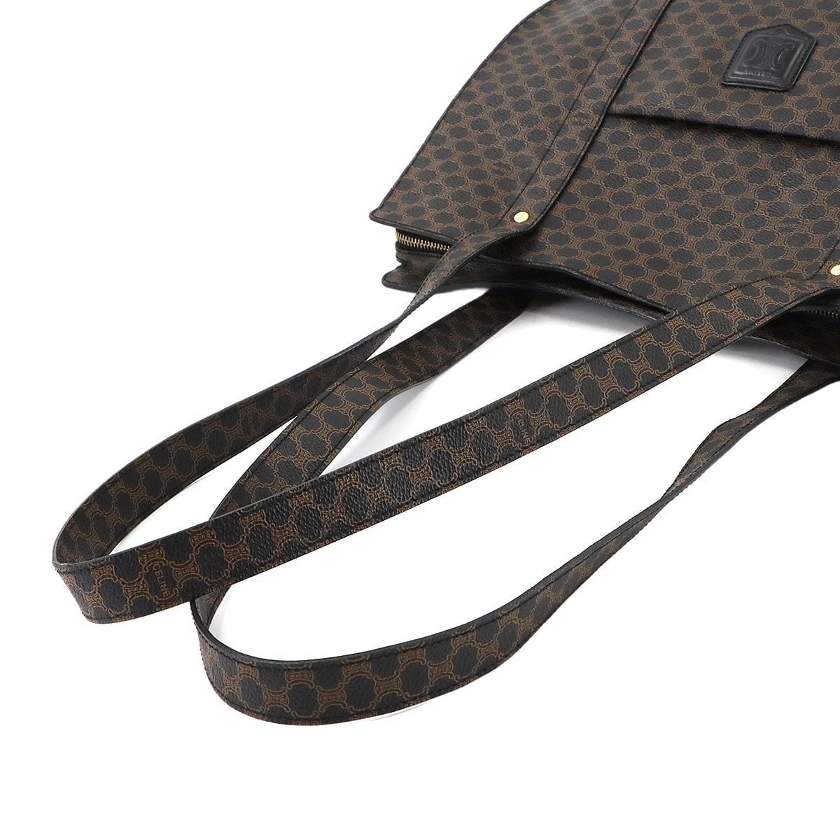 Luxury Promise Japan CELINE Macadam Tote Bag PVC Leather Black Brown Vintage Purse 90289198