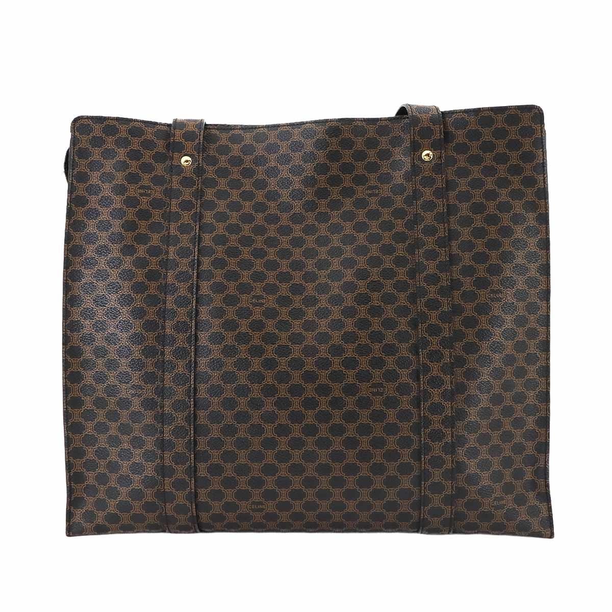 Luxury Promise Japan CELINE Macadam Tote Bag PVC Leather Black Brown Vintage Purse 90289198