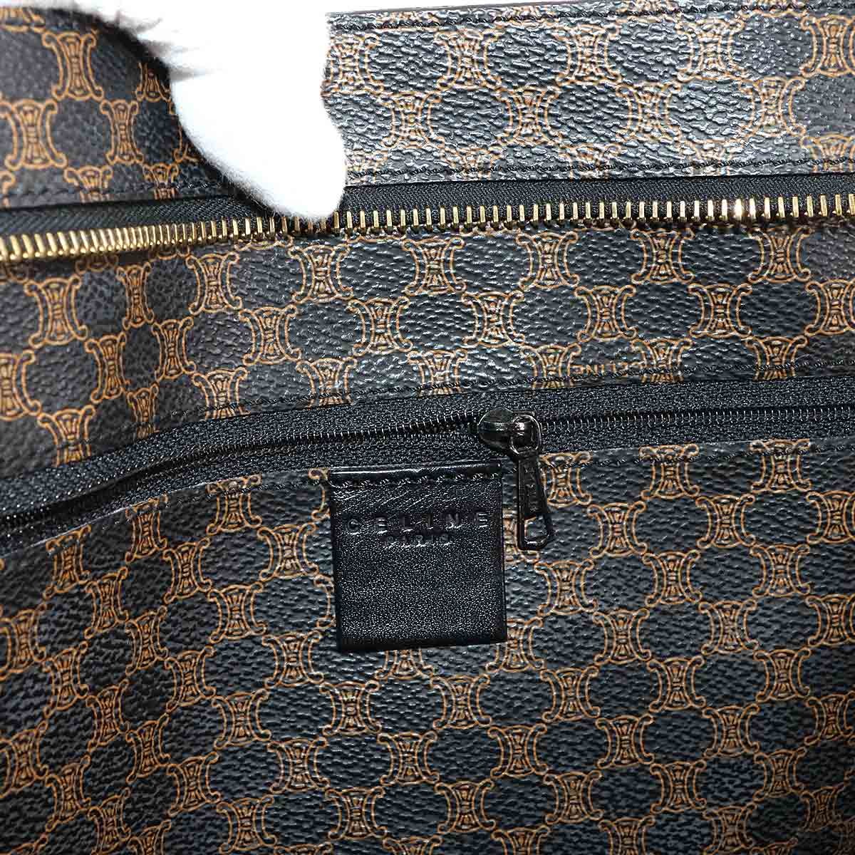 Luxury Promise Japan CELINE Macadam Tote Bag PVC Leather Black Brown Vintage Purse 90289198