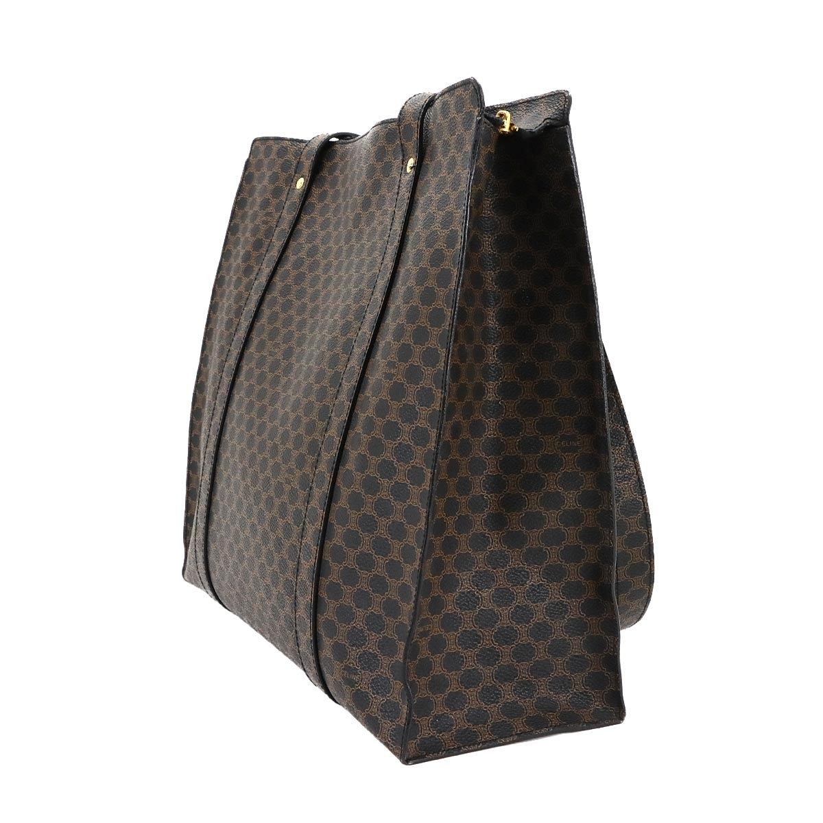 Luxury Promise Japan CELINE Macadam Tote Bag PVC Leather Black Brown Vintage Purse 90289198