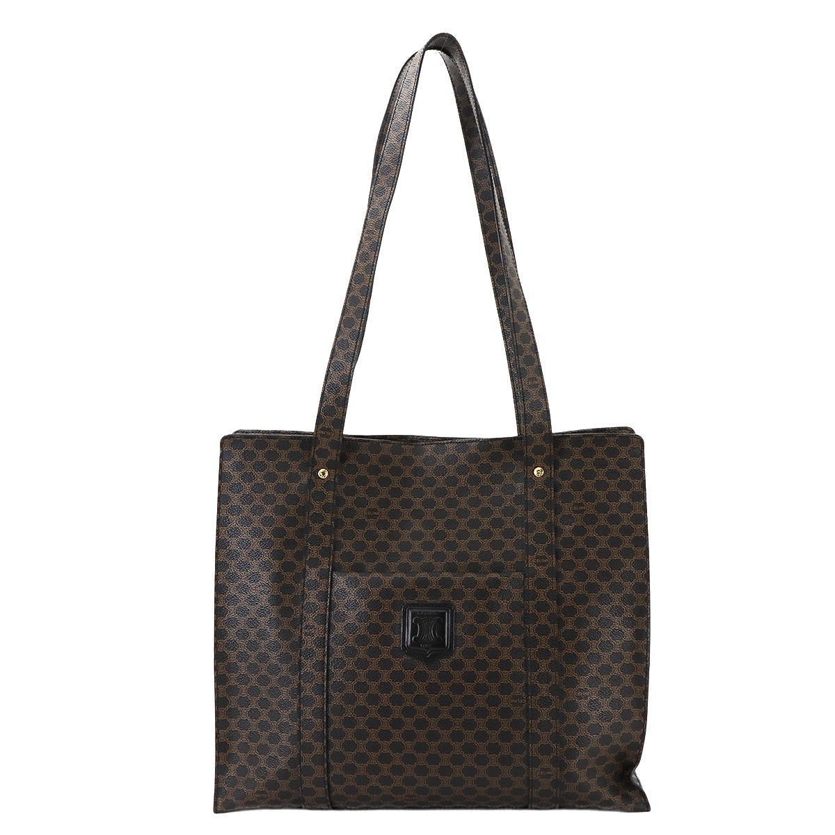 Luxury Promise Japan CELINE Macadam Tote Bag PVC Leather Black Brown Vintage Purse 90289198