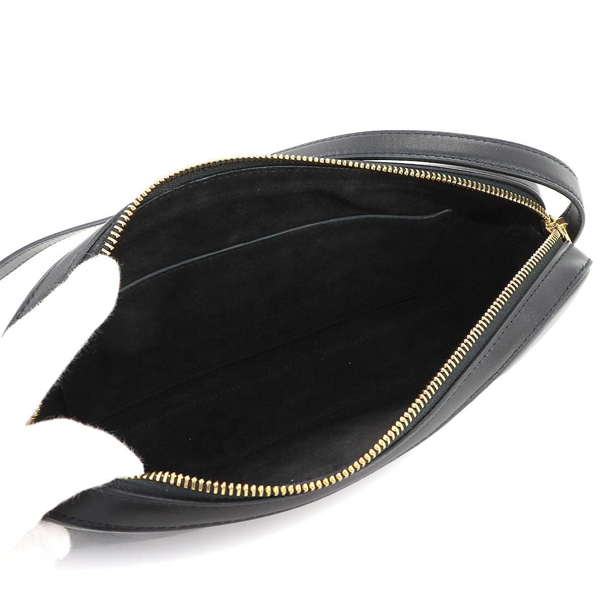 Luxury Promise Japan CELINE Triomphe Shoulder Bag Leather Black 199183 Purse 90286956