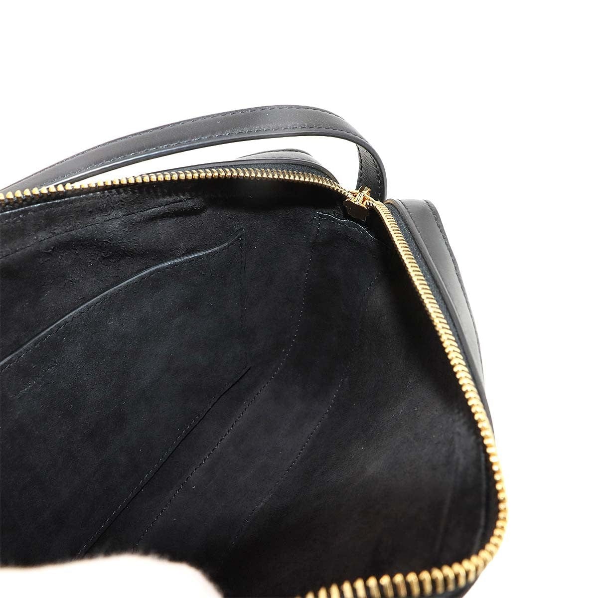 Luxury Promise Japan CELINE Triomphe Shoulder Bag Leather Black 199183 Purse 90286956