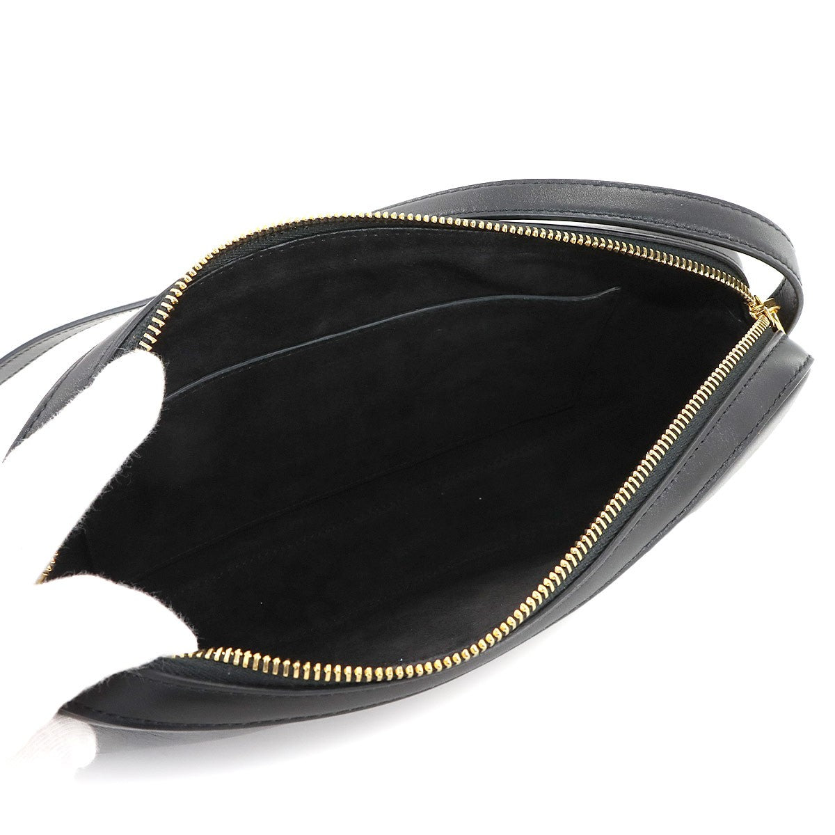 Luxury Promise Japan CELINE Triomphe Shoulder Bag Leather Black 199183 Purse 90286956