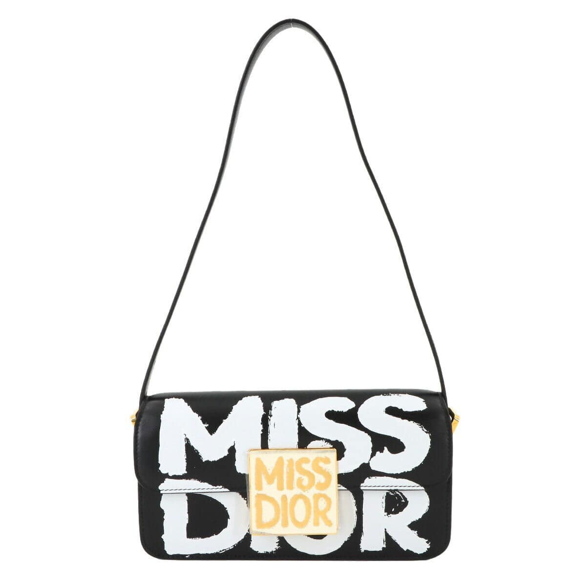 Christian Dior Miss Dior ノベルティバッグ Christian Dior Miss Dior Flap Shoulder Bag Leather Black White