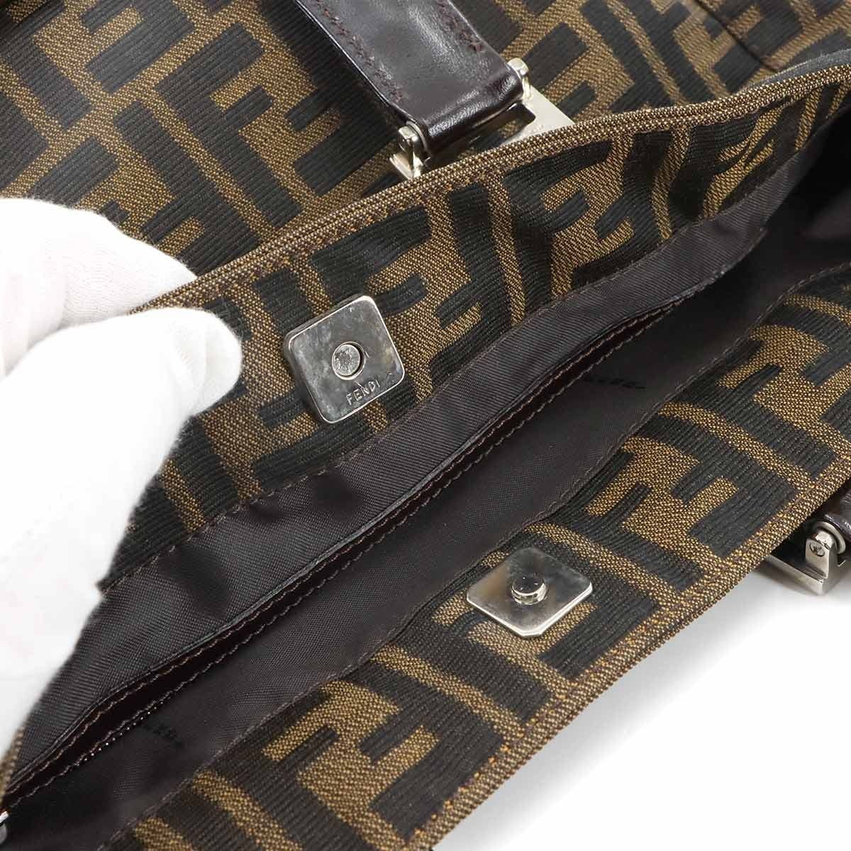 Luxury Promise Japan FENDI Zucca Hand Bag Canvas Leather Brown Vintage Purse 90278585