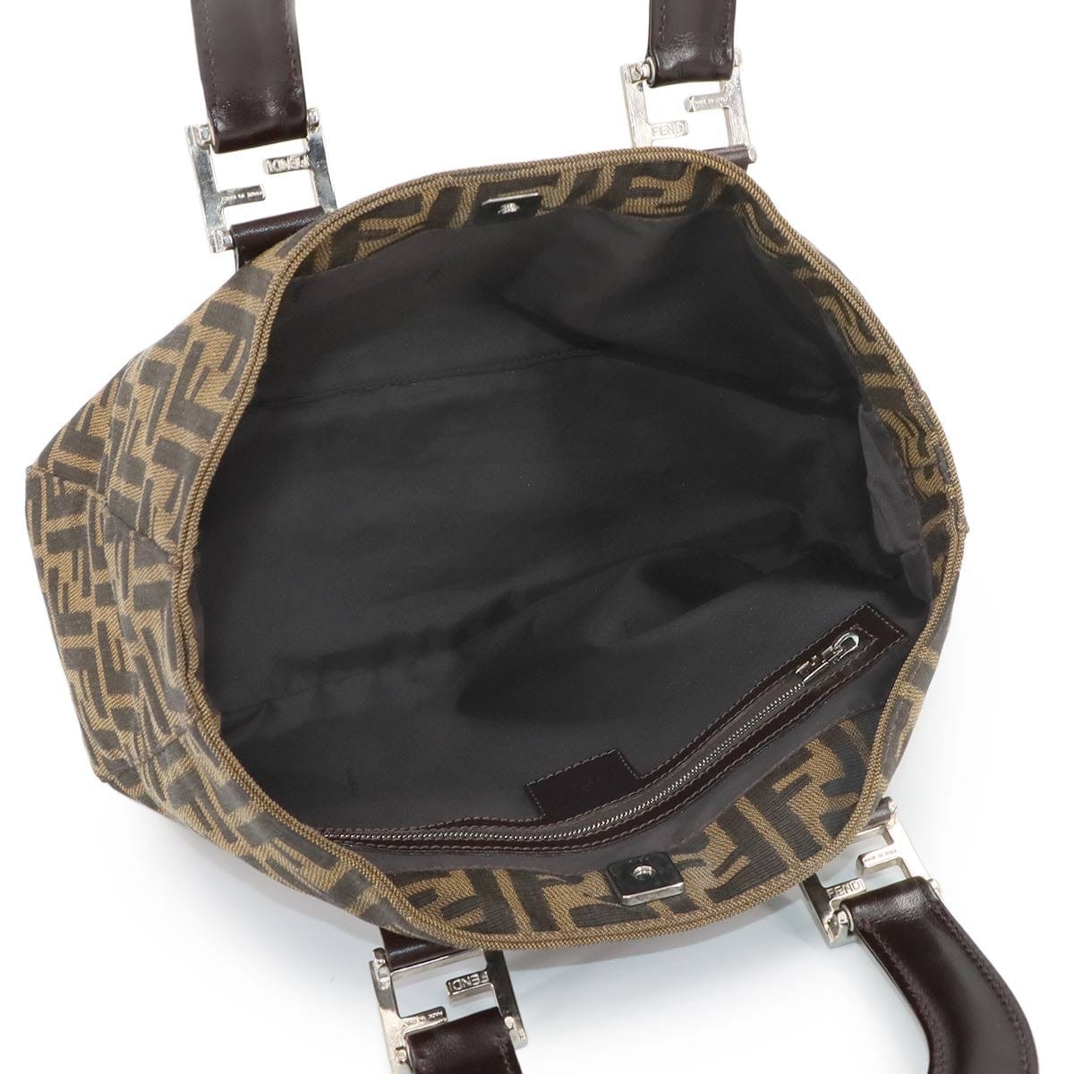 Luxury Promise Japan FENDI Zucca Hand Bag Canvas Leather Brown Vintage Purse 90278585