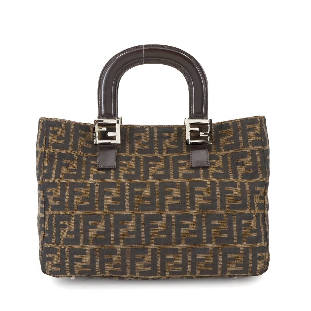 Luxury Promise Japan FENDI Zucca Hand Bag Canvas Leather Brown Vintage Purse 90278585