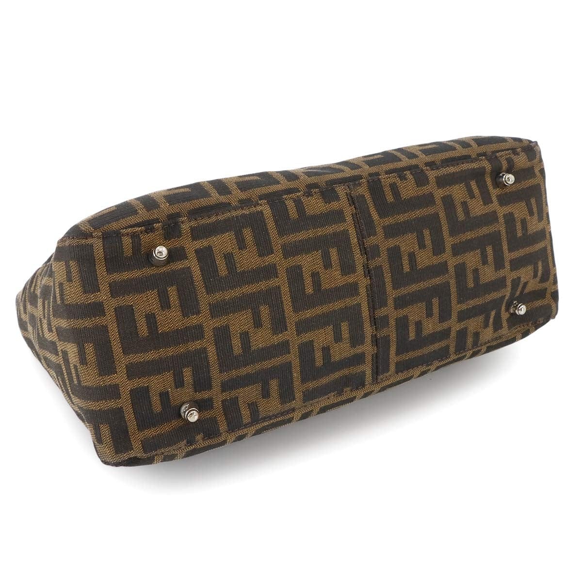 Luxury Promise Japan FENDI Zucca Hand Bag Canvas Leather Brown Vintage Purse 90278585