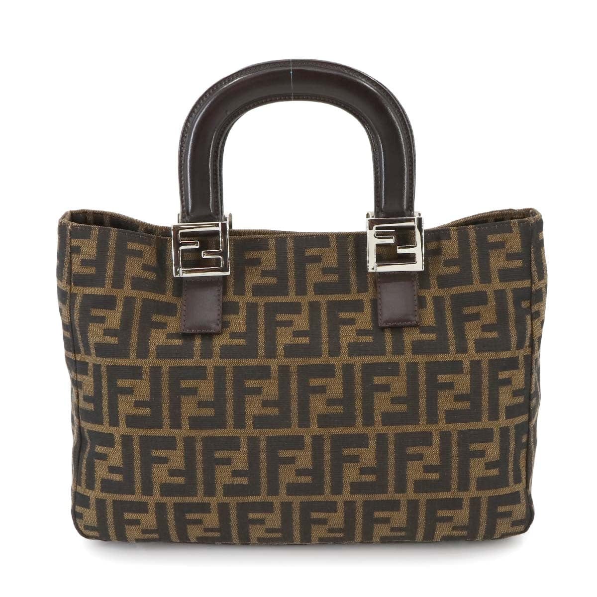 Luxury Promise Japan FENDI Zucca Hand Bag Canvas Leather Brown Vintage Purse 90278585