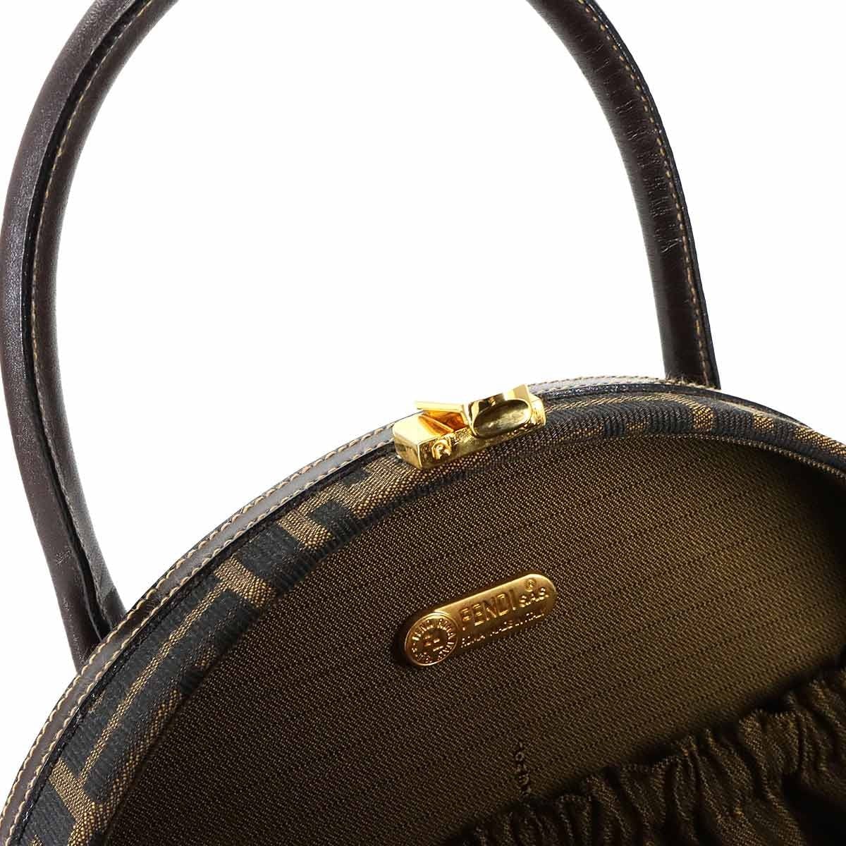 Luxury Promise Japan FENDI Zucca Hand Shoulder Bag Canvas Leather Brown Black Vintage 90287639