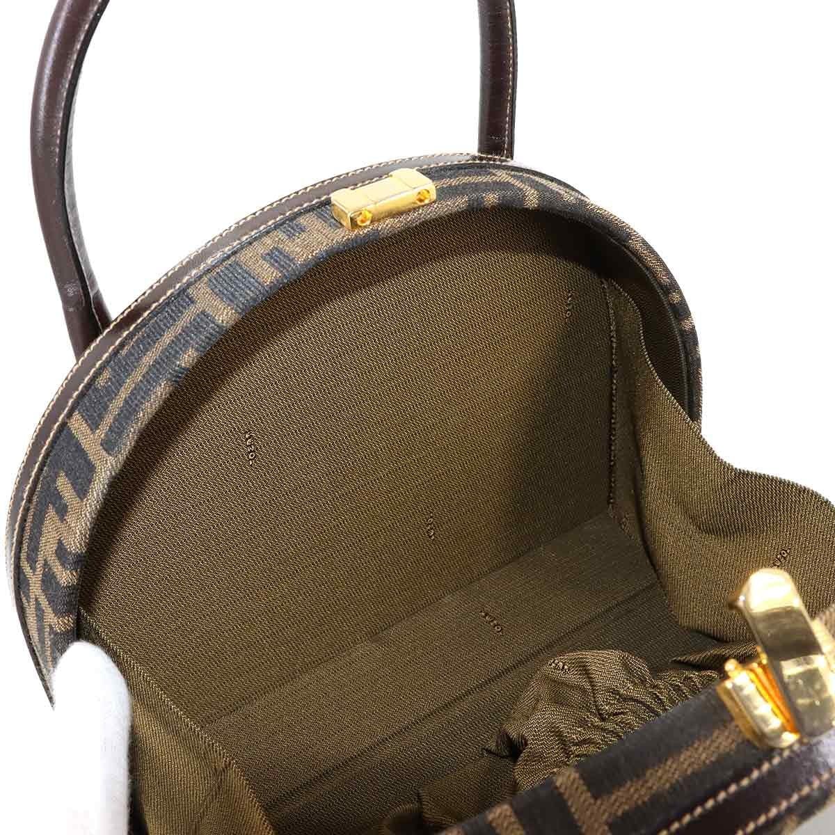 Luxury Promise Japan FENDI Zucca Hand Shoulder Bag Canvas Leather Brown Black Vintage 90287639