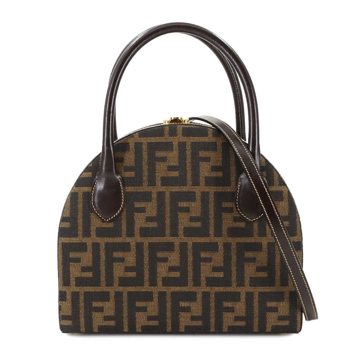 Luxury Promise Japan FENDI Zucca Hand Shoulder Bag Canvas Leather Brown Black Vintage 90287639