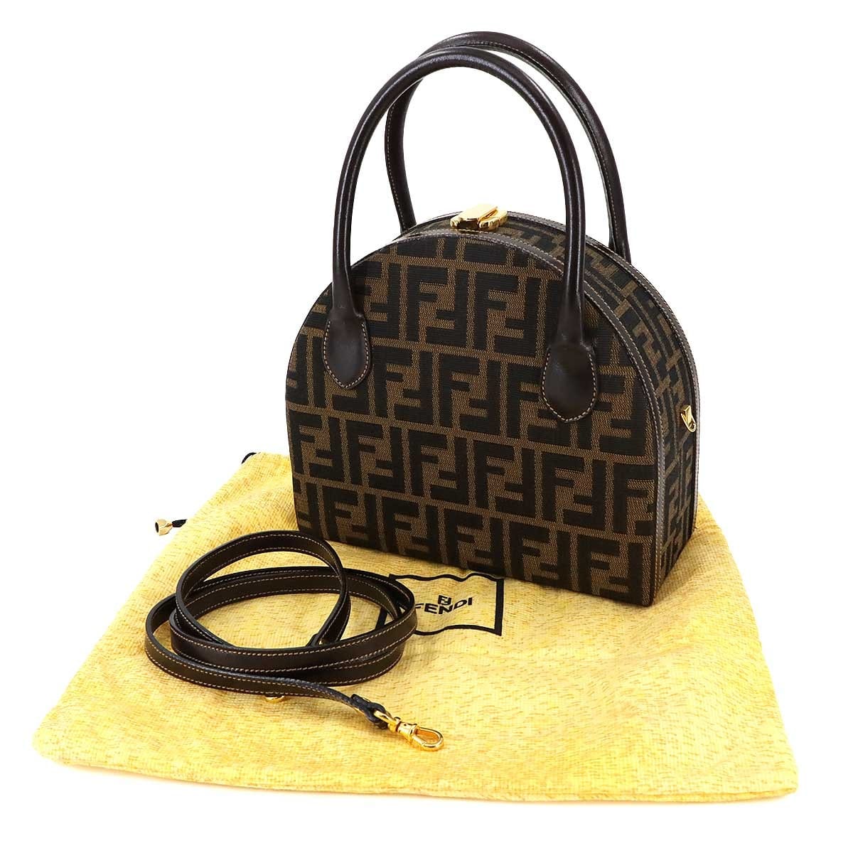 Luxury Promise Japan FENDI Zucca Hand Shoulder Bag Canvas Leather Brown Black Vintage 90287639