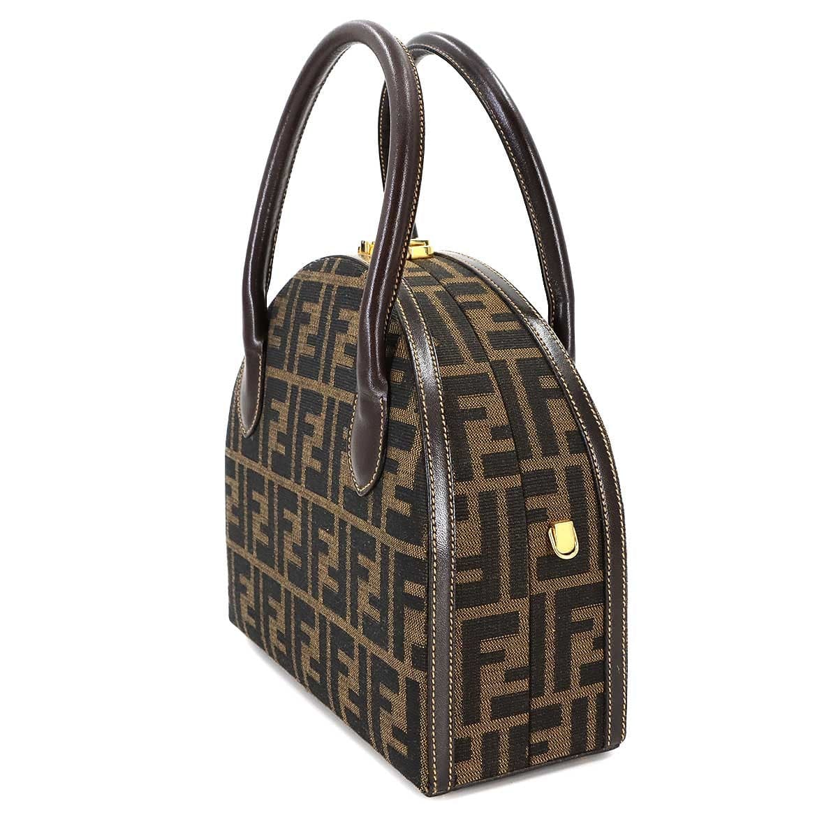 Luxury Promise Japan FENDI Zucca Hand Shoulder Bag Canvas Leather Brown Black Vintage 90287639