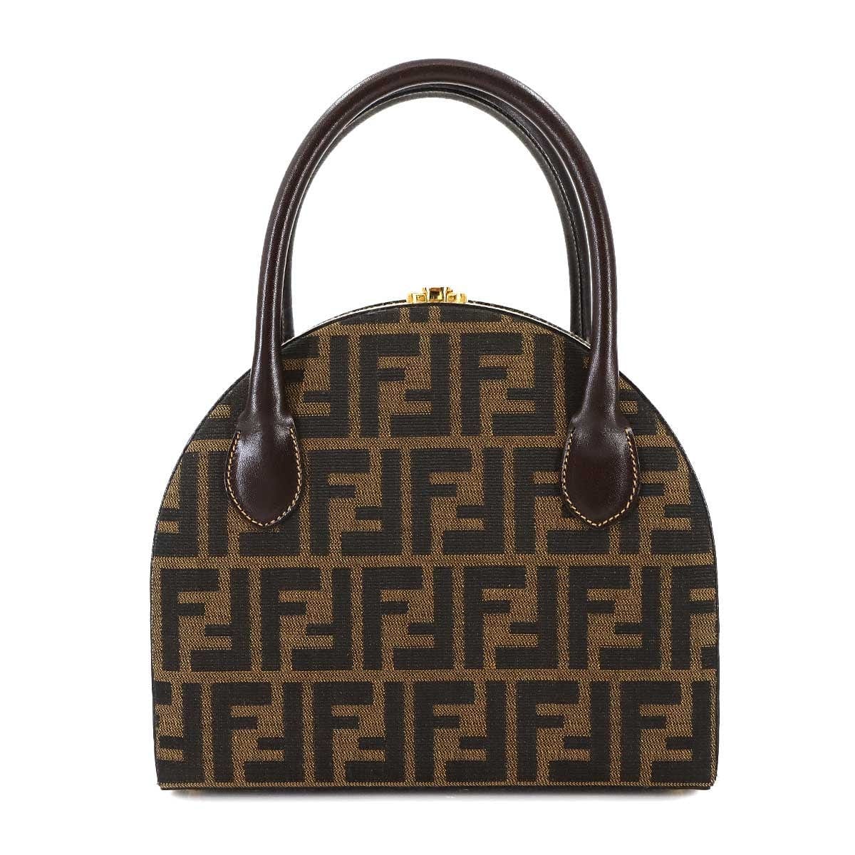 Luxury Promise Japan FENDI Zucca Hand Shoulder Bag Canvas Leather Brown Black Vintage 90287639
