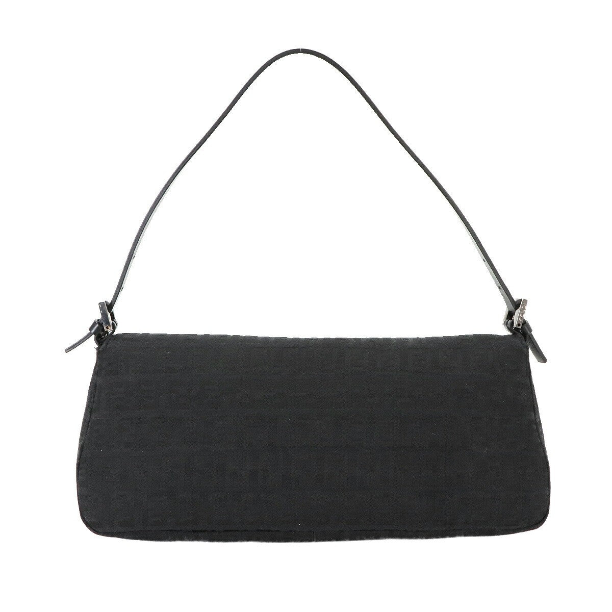 Luxury Promise Japan FENDI Zucchino Mamma Baguette Shoulder Bag Canvas Leather Black 8BR181 90285024