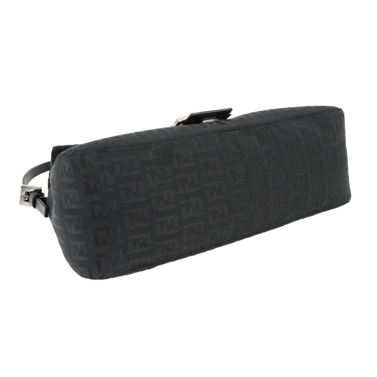 Luxury Promise Japan FENDI Zucchino Mamma Baguette Shoulder Bag Canvas Leather Black 8BR181 90285024
