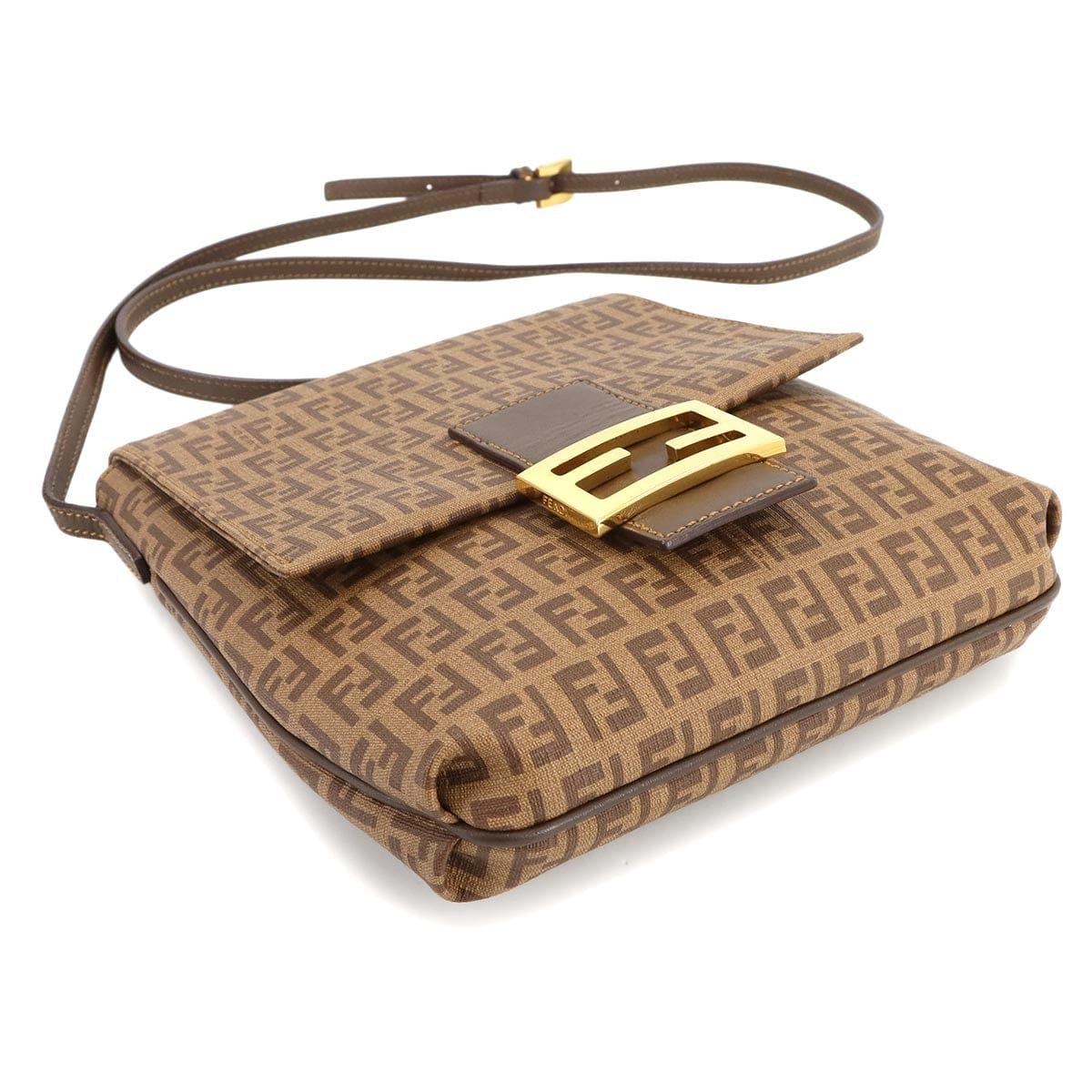 Luxury Promise Japan FENDI Zucchino Shoulder Bag PVC Leather Brown 8BT075 90285401