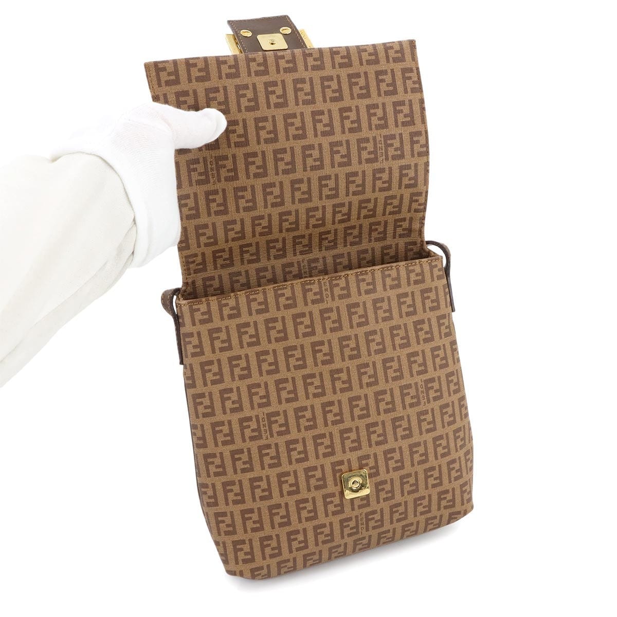 Luxury Promise Japan FENDI Zucchino Shoulder Bag PVC Leather Brown 8BT075 90285401