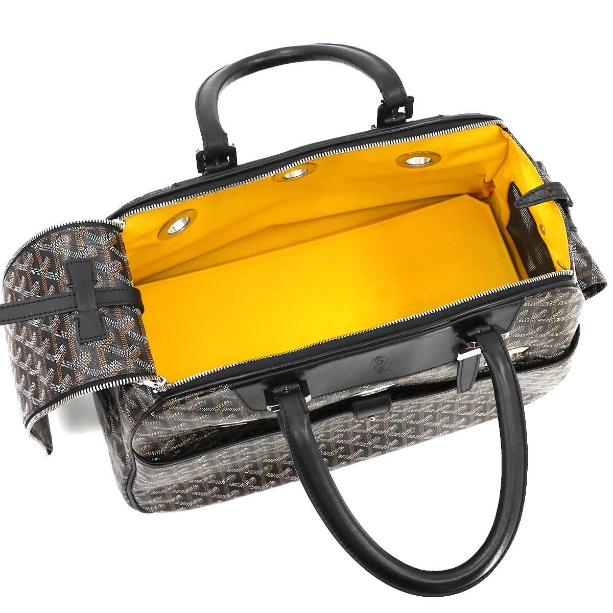 Luxury Promise Japan GOYARD Pet Carrier 2way Boston Shoulder Bag PVC Leather Black Purse 90269110