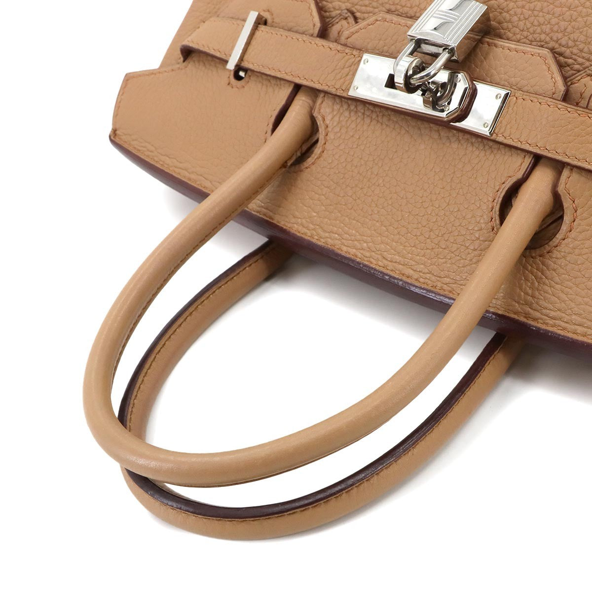 Luxury Promise Japan HERMES Birkin 30 Taurillon Clemence Tabac camel Hand Bag Beige 90301175