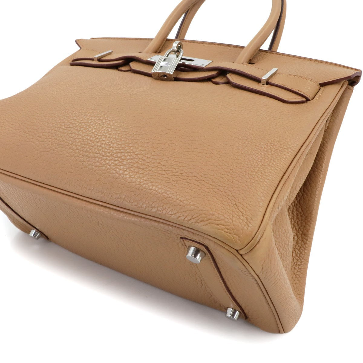 Luxury Promise Japan HERMES Birkin 30 Taurillon Clemence Tabac camel Hand Bag Beige 90301175