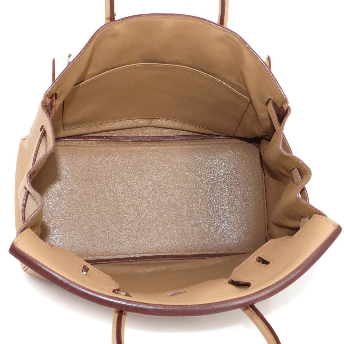 Luxury Promise Japan HERMES Birkin 30 Taurillon Clemence Tabac camel Hand Bag Beige 90301175