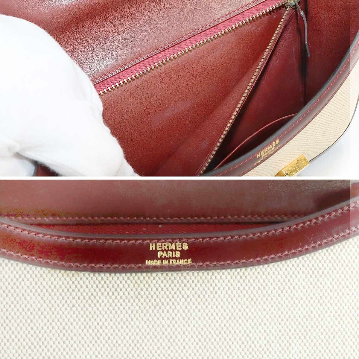Luxury Promise Japan HERMES Constance 23 Shoulder Bag Box Calf Toile H Beige Rouge H 90315400
