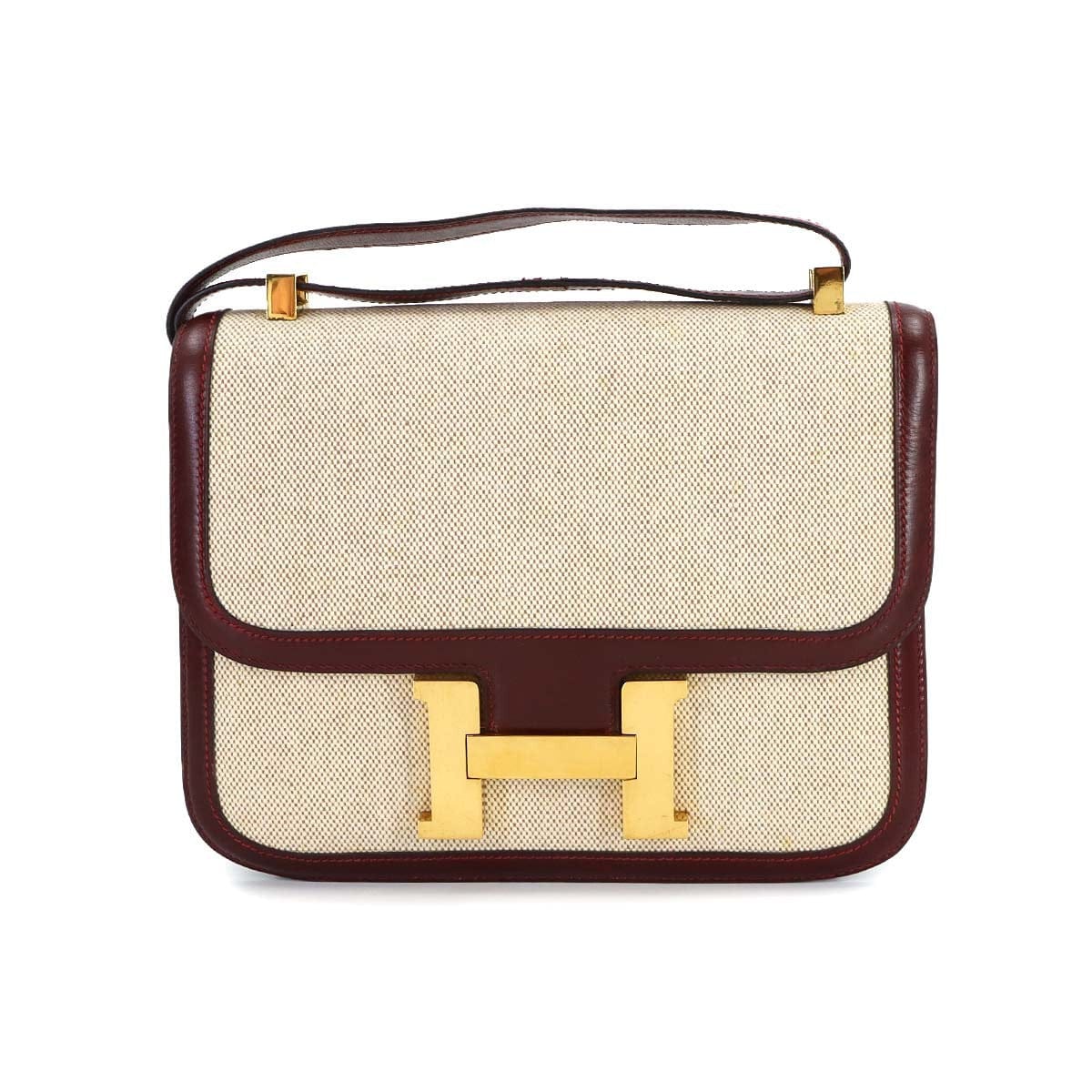 Luxury Promise Japan HERMES Constance 23 Shoulder Bag Box Calf Toile H Beige Rouge H 90315400