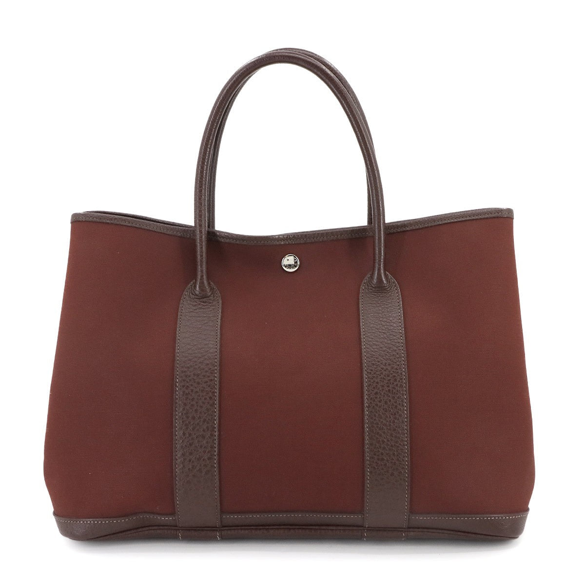 Luxury Promise Japan HERMES Garden Party PM Tote Bag Toile Officier Leather Havane 90301399